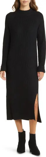 Mock Neck Long Sleeve Ribbed Sweater Dress | Nordstrom