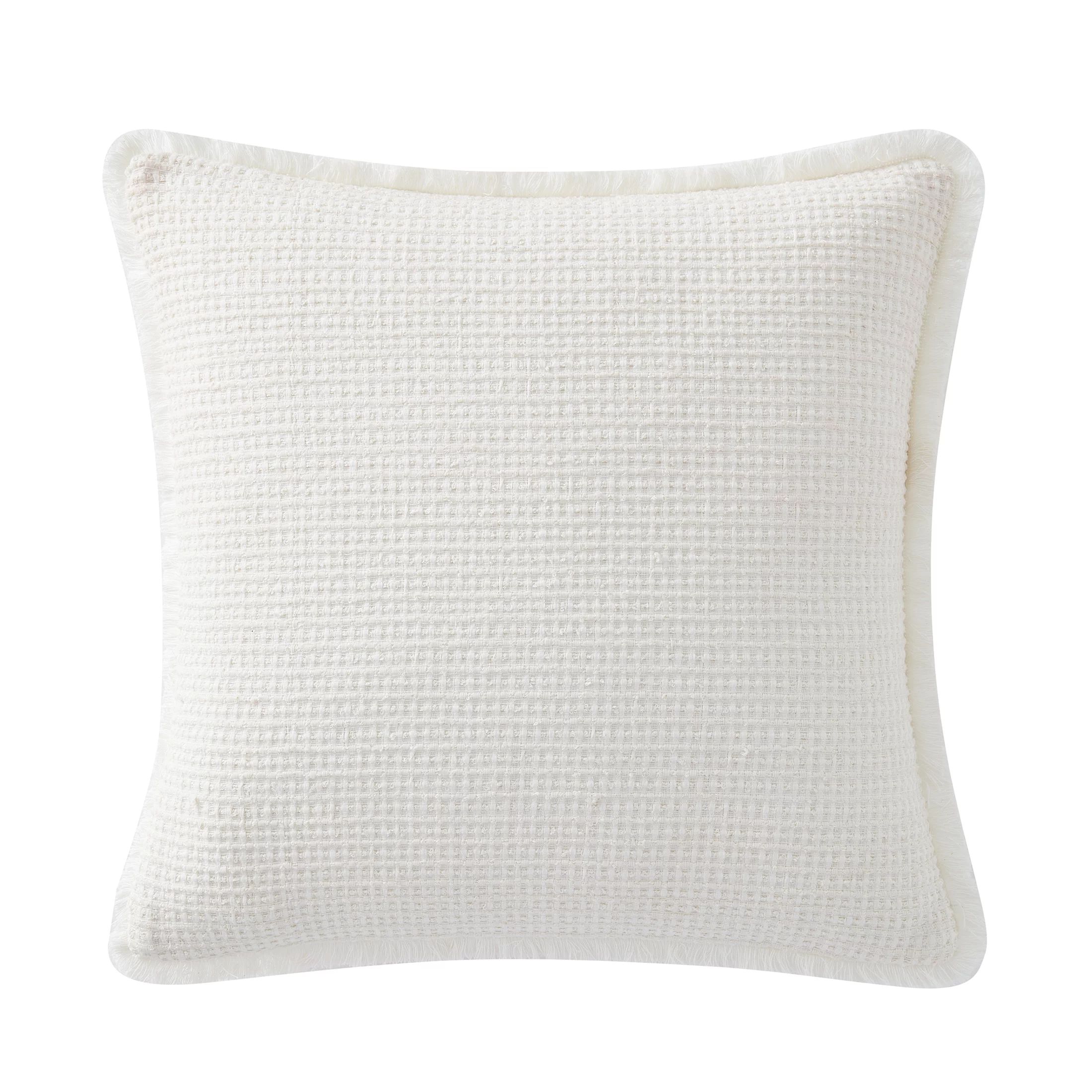 My Texas House Sabine Woven Fringe Square Decorative Pillow Cover, 20" x 20", Ivory - Walmart.com | Walmart (US)