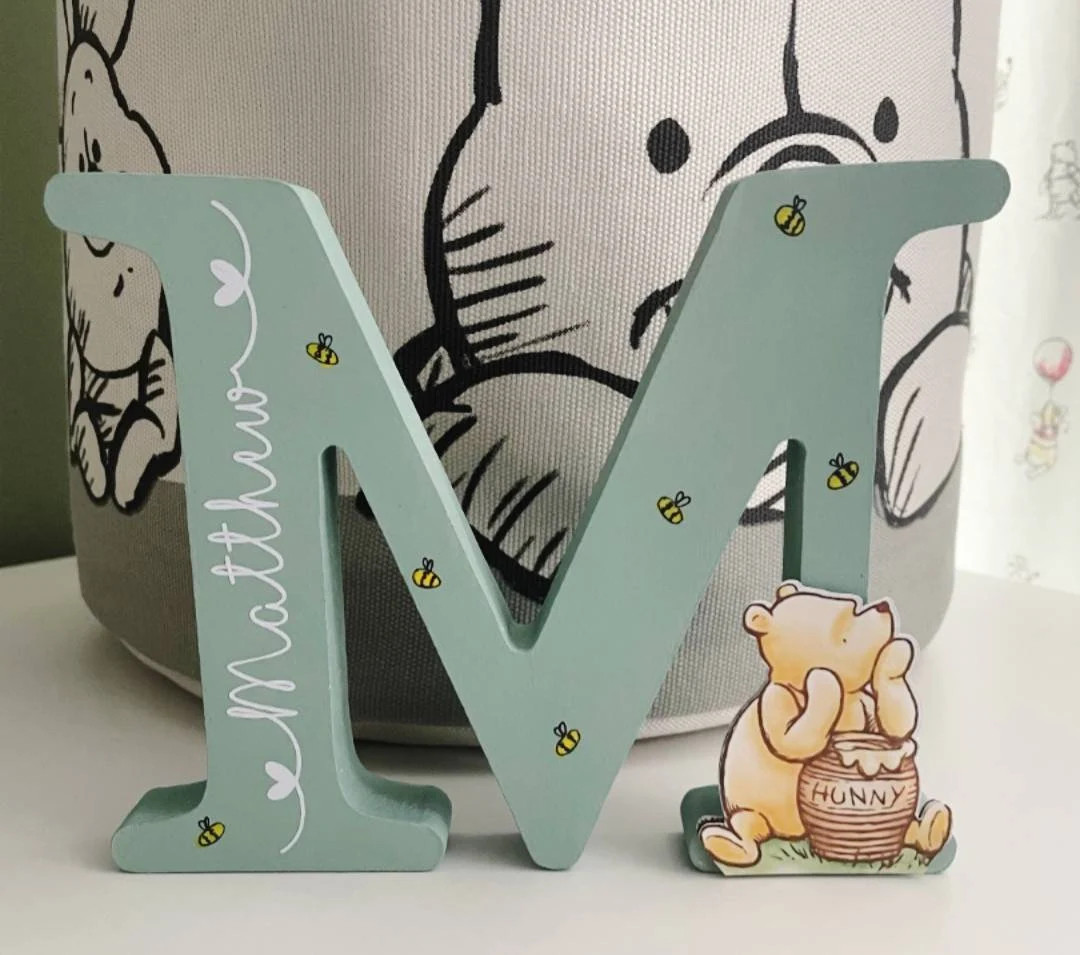 Personalised Wooden Letter, Handmade Wooden Freestanding Winnie the Pooh Letter Name. New Baby Gi... | Etsy (US)