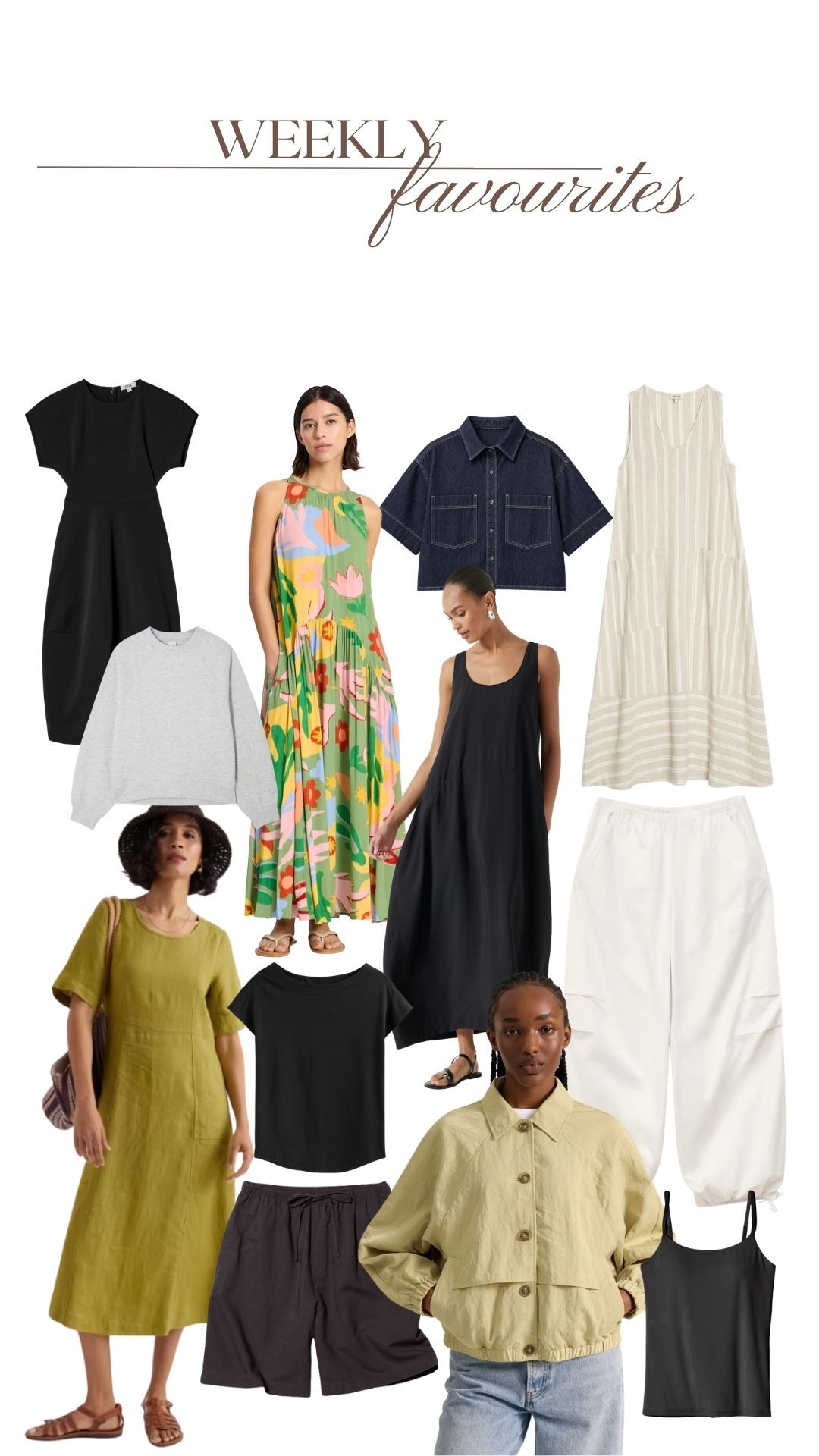 Weekly Favourites Edit! 

Summer Capsule Wardrobe, Black Maxi Dress, Printed Maxi Dress, Parachute Trousers, Linen Summer Dress, Olive Green Jacket, Dark Denim Shirt, Neutral Summer Staples, Easy Throw-On Outfits, Spring Summer Staples  

 #LTKuk #LTKsummer #LTKeurope