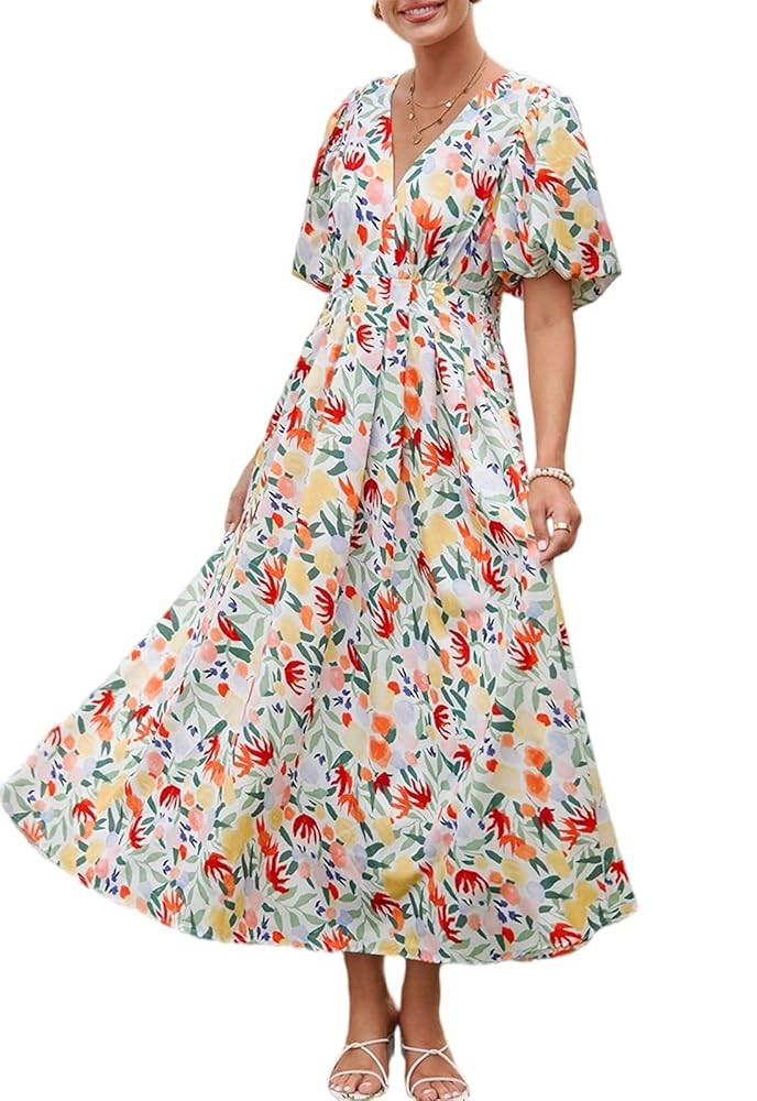 Women's Floral Maxi Dress Summer Fall Wedding Guest Dress | Amazon (US)
