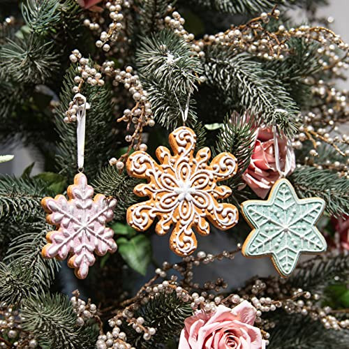 Gingerbread Snowflake Ornaments Christmas Ornament - Christmas Figurine Ornaments Decorative Hanging Ornaments for Christmas Tree Set of 3 Braxio | Amazon (US)