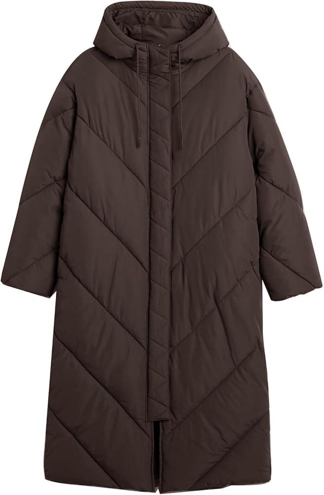 Flygo Womens Long Puffer Coat Long Sleeve Padded Winter Down Coats Hooded Parka Jacket | Amazon (US)