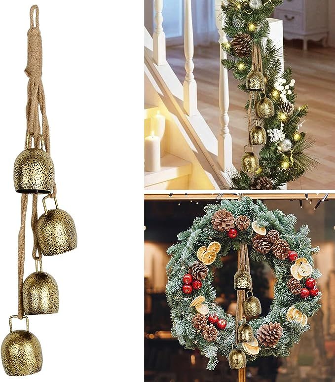 Iron Bell Chime 4 Bell Relaxing Tranquil Wind Chimes Christmas Decor Christmas Bells Cow Bells Ru... | Amazon (US)