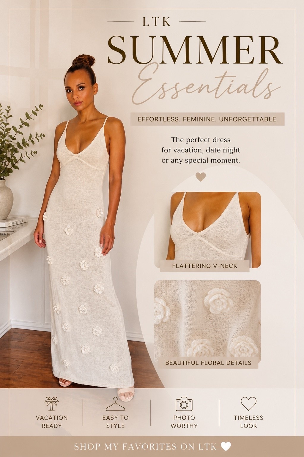 This dress is the definition of understated elegance. 🤍 The soft ivory color, delicate floral appliqué details, and flattering silhouette make it perfect for bridal events, vacation dinners, engagement parties, date nights, or any occasion where you want to feel effortlessly chic.

I styled it with neutral heels for a timeless look, but it would also pair beautifully with gold jewelry and a woven clutch for a resort-ready vibe. Linked everything on my LTK! ✨

#LTKStyle #LTKFinds #WhiteDress #SummerStyle #VacationOutfit #ResortWear #BridalStyle #DateNightLook #EffortlessStyle #NeutralOutfit #FashionInspo #WardrobeEssentials

#LTKootd