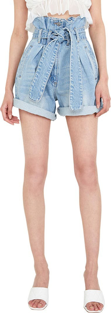 High Paperbag Waist Denim Shorts | Nordstrom