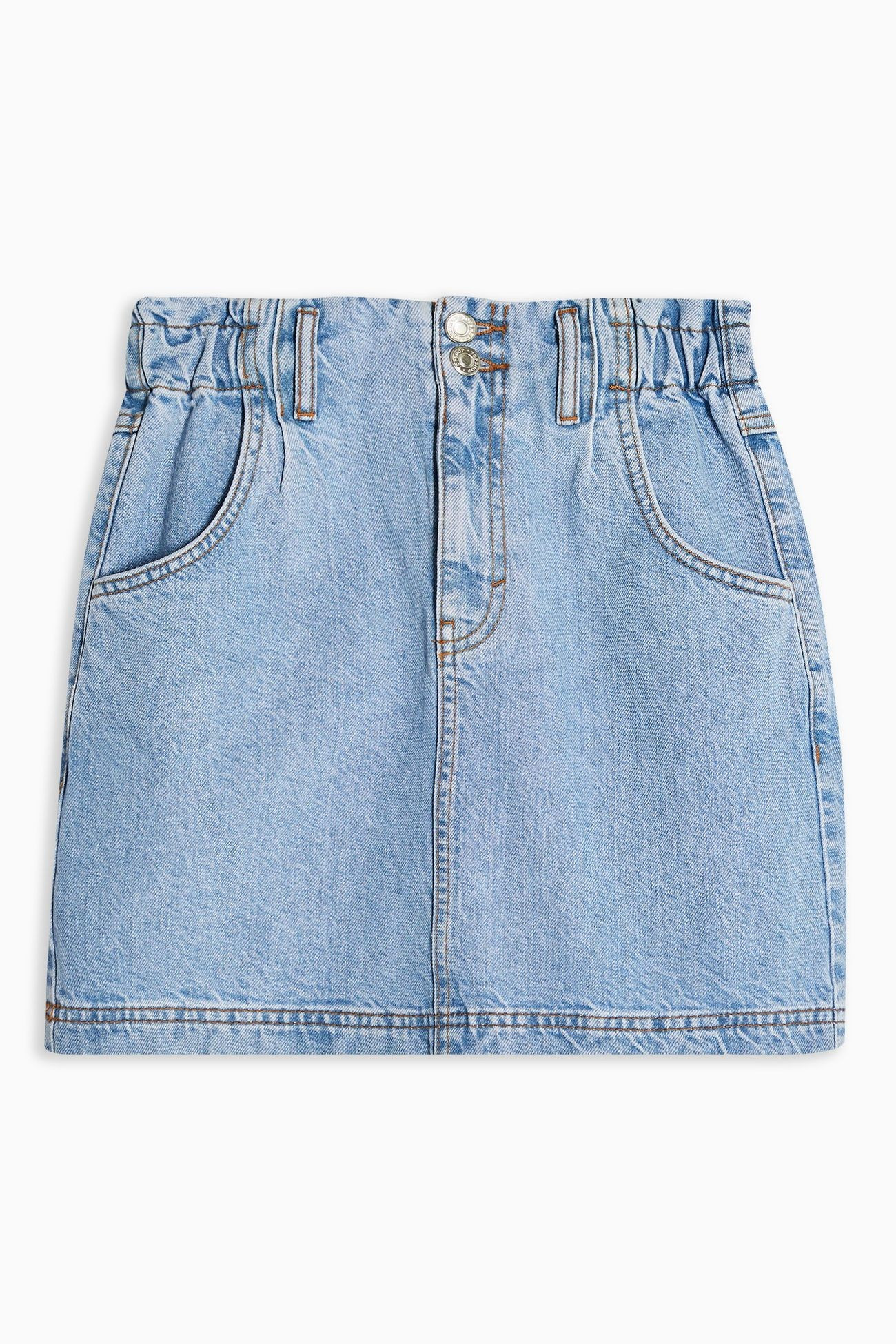 Mid Stone Denim Paperbag Mini Skirt | Topshop UK