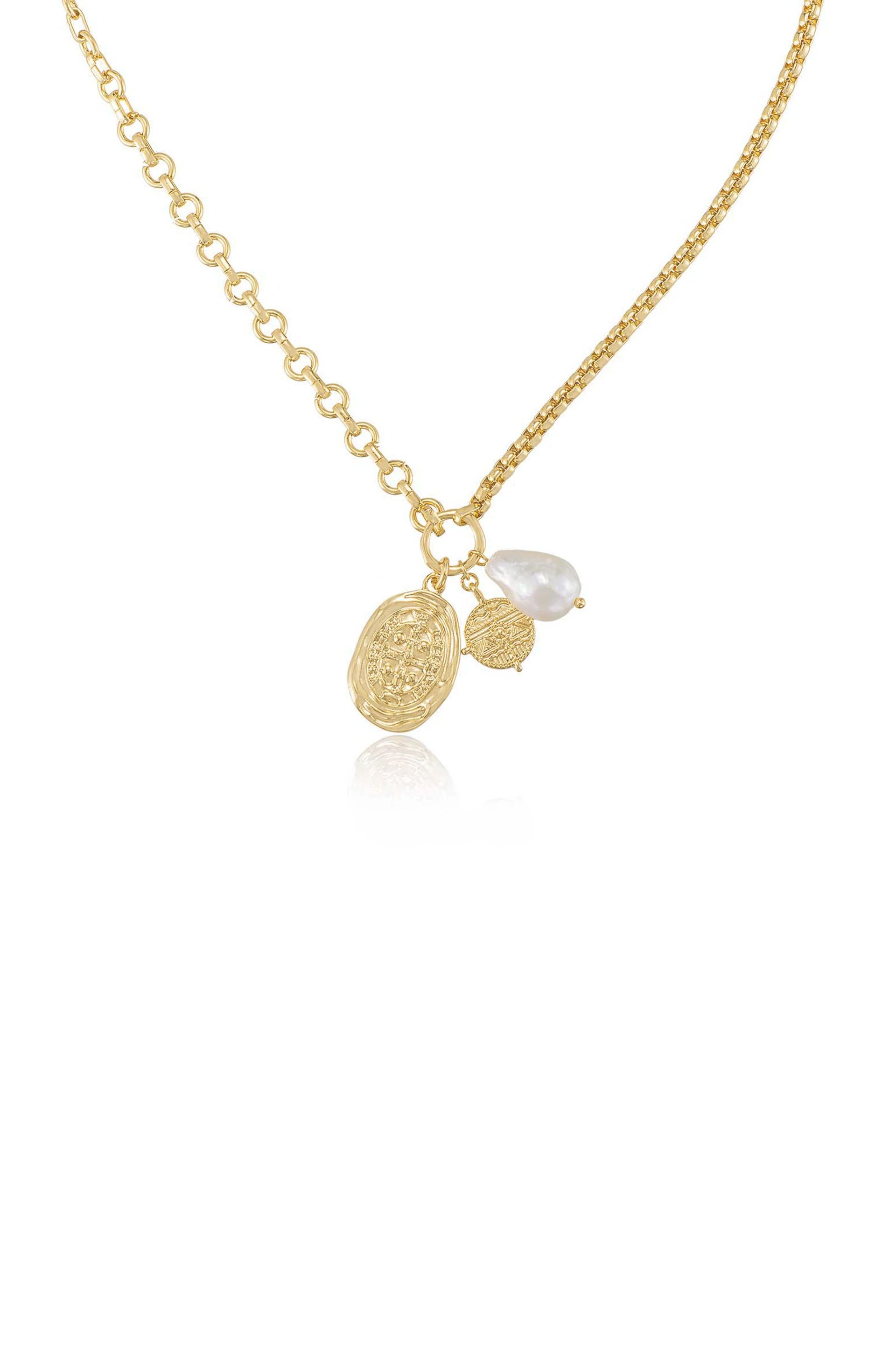 Freshwater Pearl Treasures 18k Gold Plated Charm Necklace | Ettika
