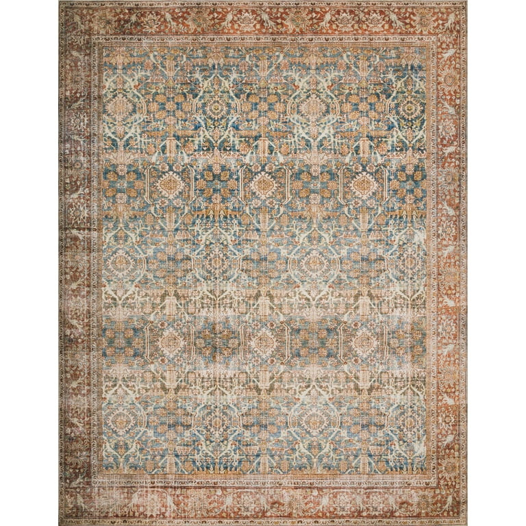 Loloi II Layla Printed Oriental Distressed Ocean / Rust Area Rug | Walmart (US)