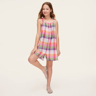 Girls' Plaid Tie-Shoulder Poplin Romper - kate spade new york x Target Red/Pink/Green/Blue | Target