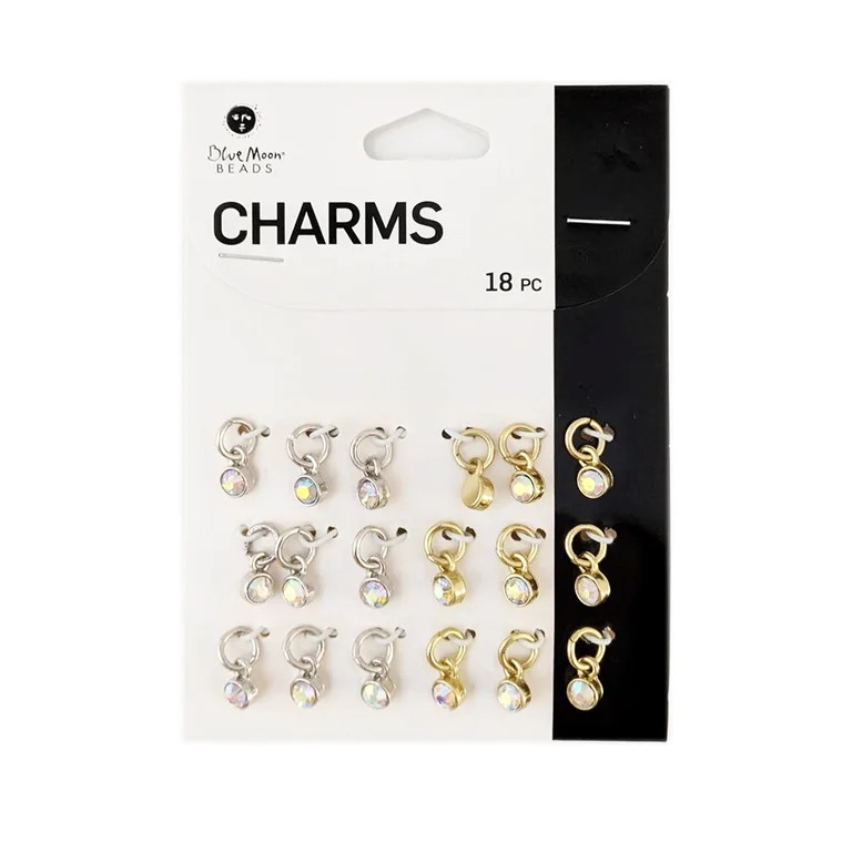 Blue Moon Beads Gold Silver Metal Rhinestone Charms for DIY Jewelry Making, 18 Piece-Unisex, Adul... | Walmart (US)