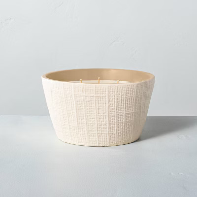 23oz Pampas 3-Wick Large Textured Ceramic Candle Gold - Hearth & Hand™ with Magnolia | Target