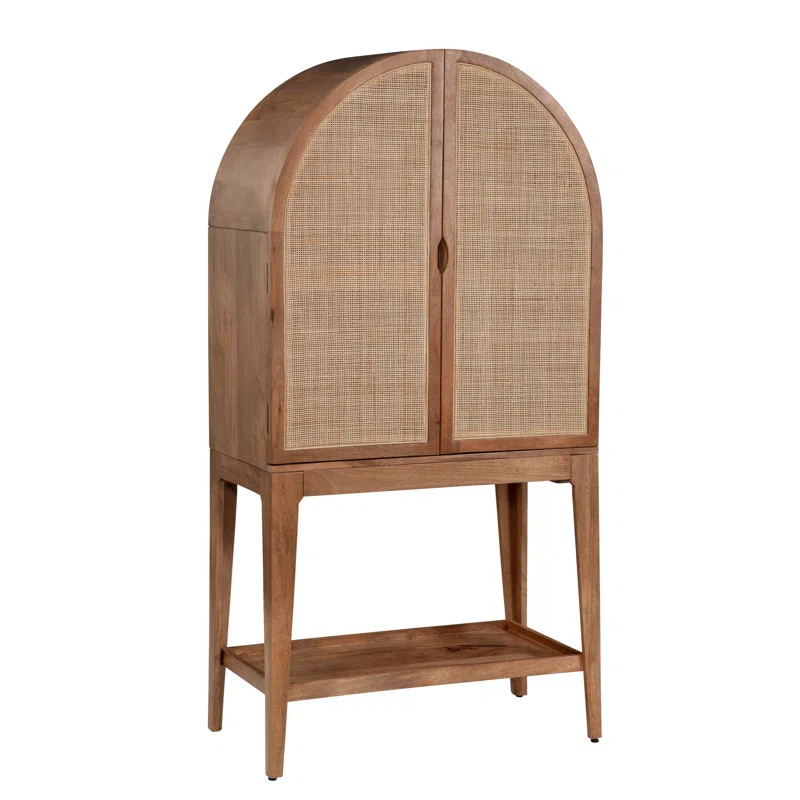 Solid Wood Two-Door Arched Bar Cabinet | Wayfair North America