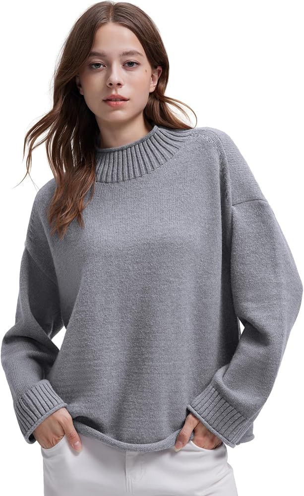 SUUKSESS Women Cashmere Blend Oversized Mock Neck Pullover Sweaters | Amazon (US)