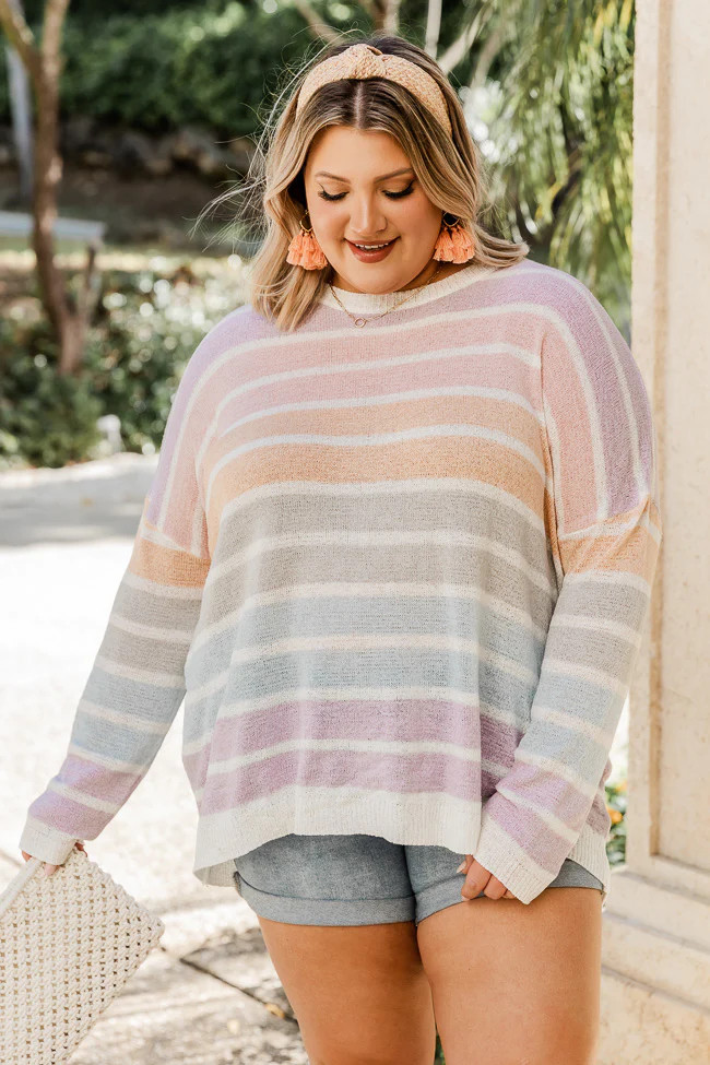 Dreams Come True Multi Striped Lightweight Sweater | Pink Lily