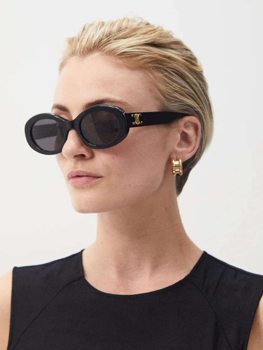 Triomphe oval acetate sunglasses | Celine Eyewear | Matches (US)