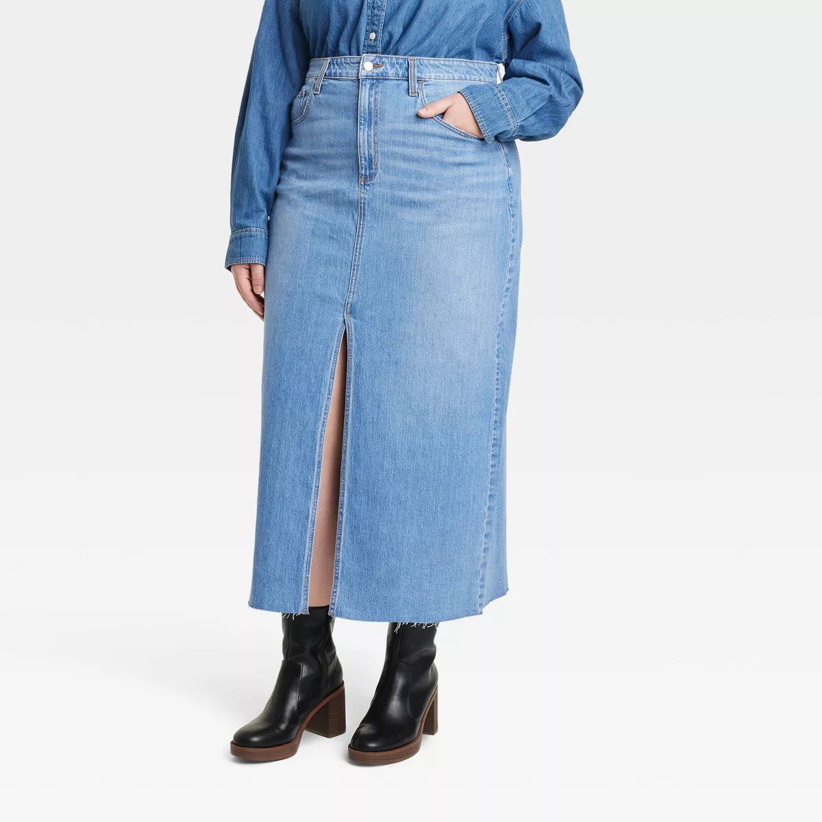Women's High-Rise Denim Maxi Skirt - Universal Thread™ Medium Wash | Target
