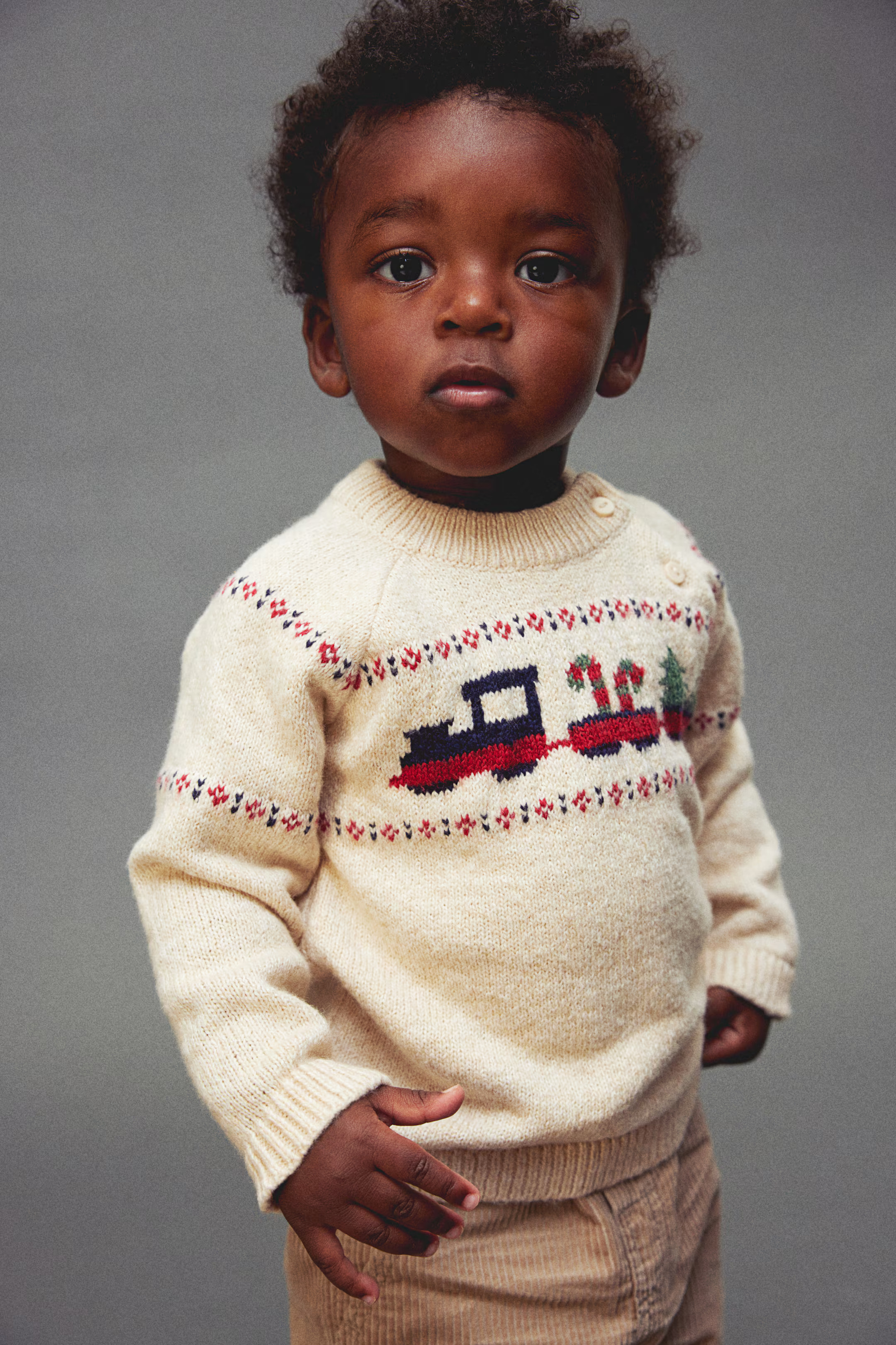 Jacquard-Knit Sweater - Light beige/train - Kids | H&M US | H&M (US + CA)