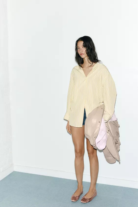 OVERSIZE STRIPED BATWING SLEEVE SHIRT | Zara UK