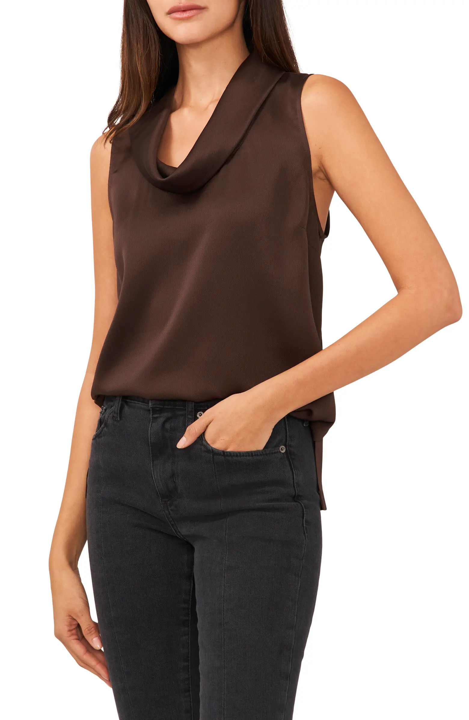 Hammered Satin Sleeveless Cowl Neck Top | Nordstrom