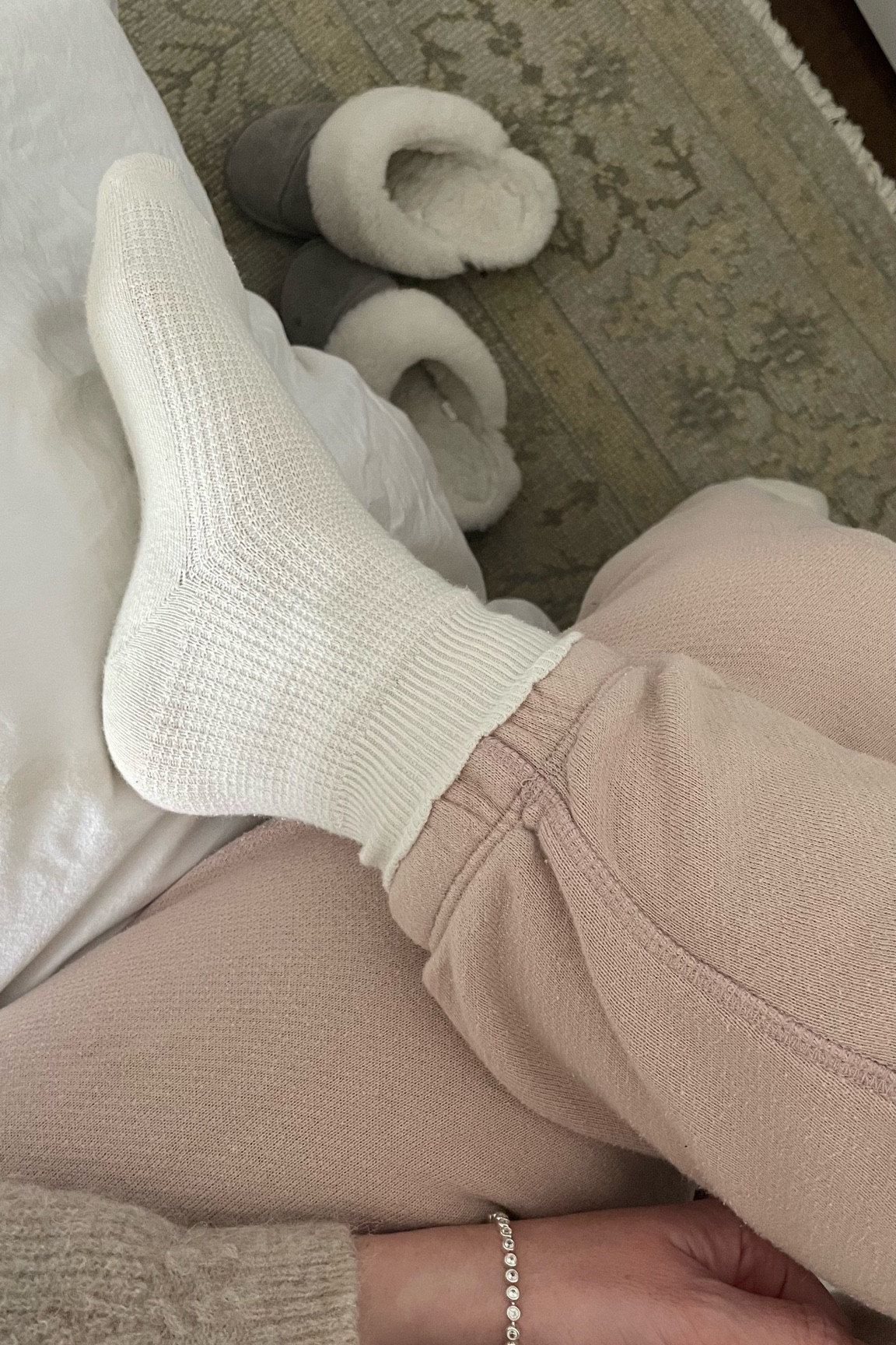 Cozy snow day at home - my favourite sweats and cute scalloped socks  

#LTKSeasonal #LTKMostLoved