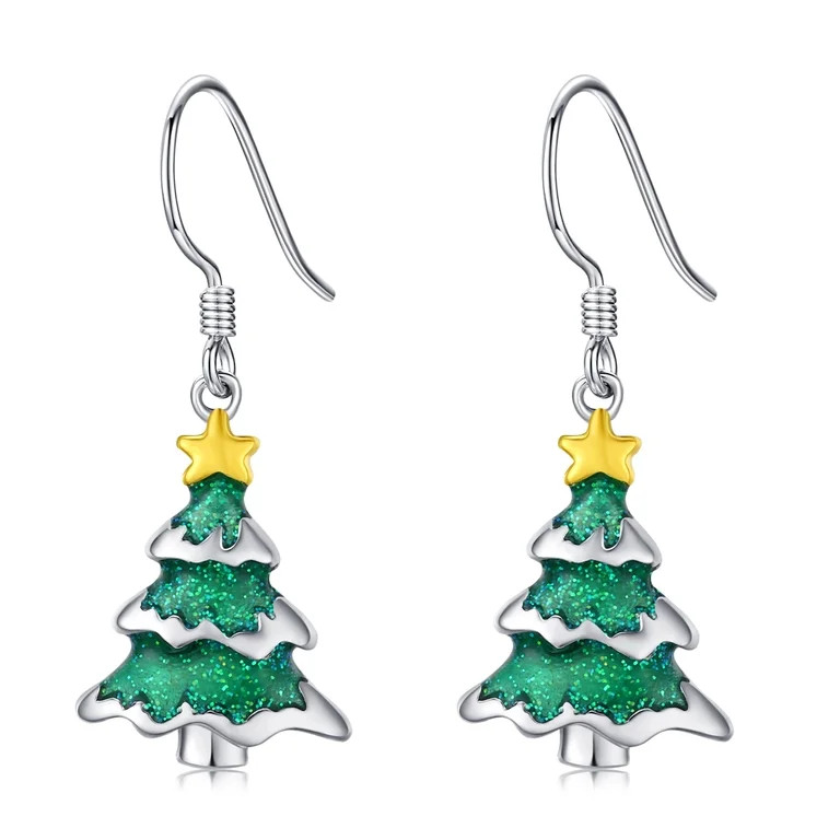Coachuhhar Christmas Tree Earrings for Women 925 Sterling Silver Green Xmas Tree Dangle Drop Earr... | Walmart (US)