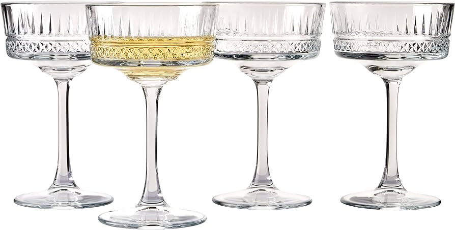 Amazon.com | Pasabahce Vintage Coupe Glasses Set Of 4 - Exclusive Champagne, Cocktail, Martini, W... | Amazon (US)