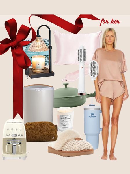 gift guide for her: lunya pjs, cozy slippers, our place pan, DMed coffee maker, replica perfume, t3 hair care, candle warmer, slip silk pillow case 

#LTKGiftGuide #LTKHoliday #LTKunder100