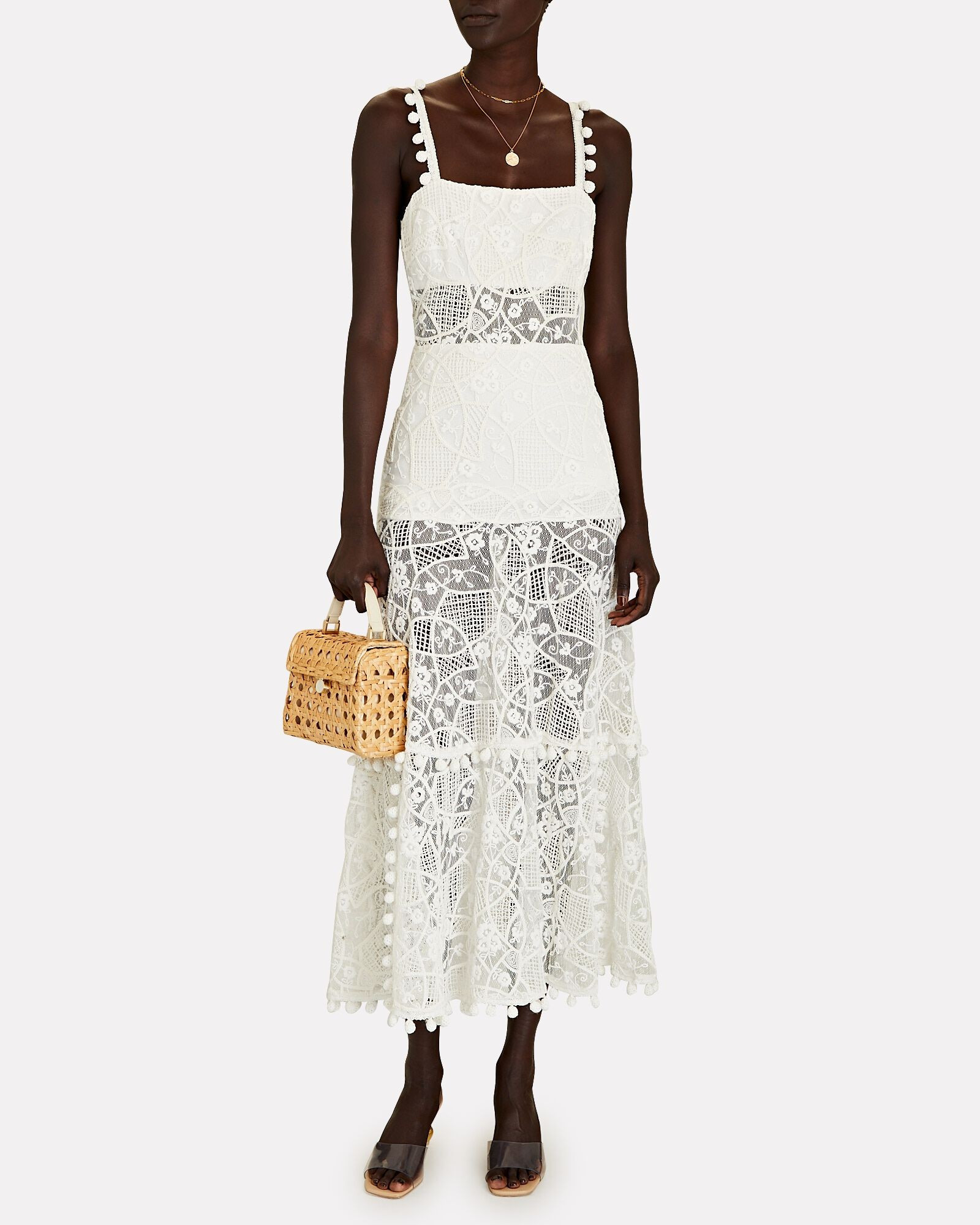 Lucila Tiered Lace Midi Dress | INTERMIX