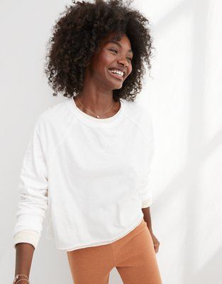 Aerie Long Sleeve Cropped Oversized T-Shirt | American Eagle Outfitters (US & CA)