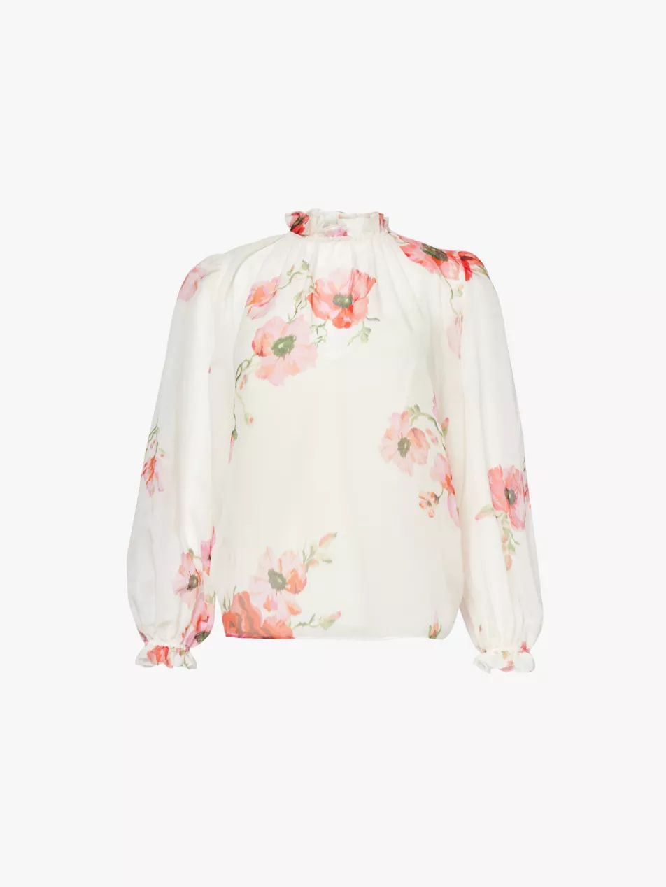 Lightburst ruffle-trim regular-fit cotton blouse | Selfridges