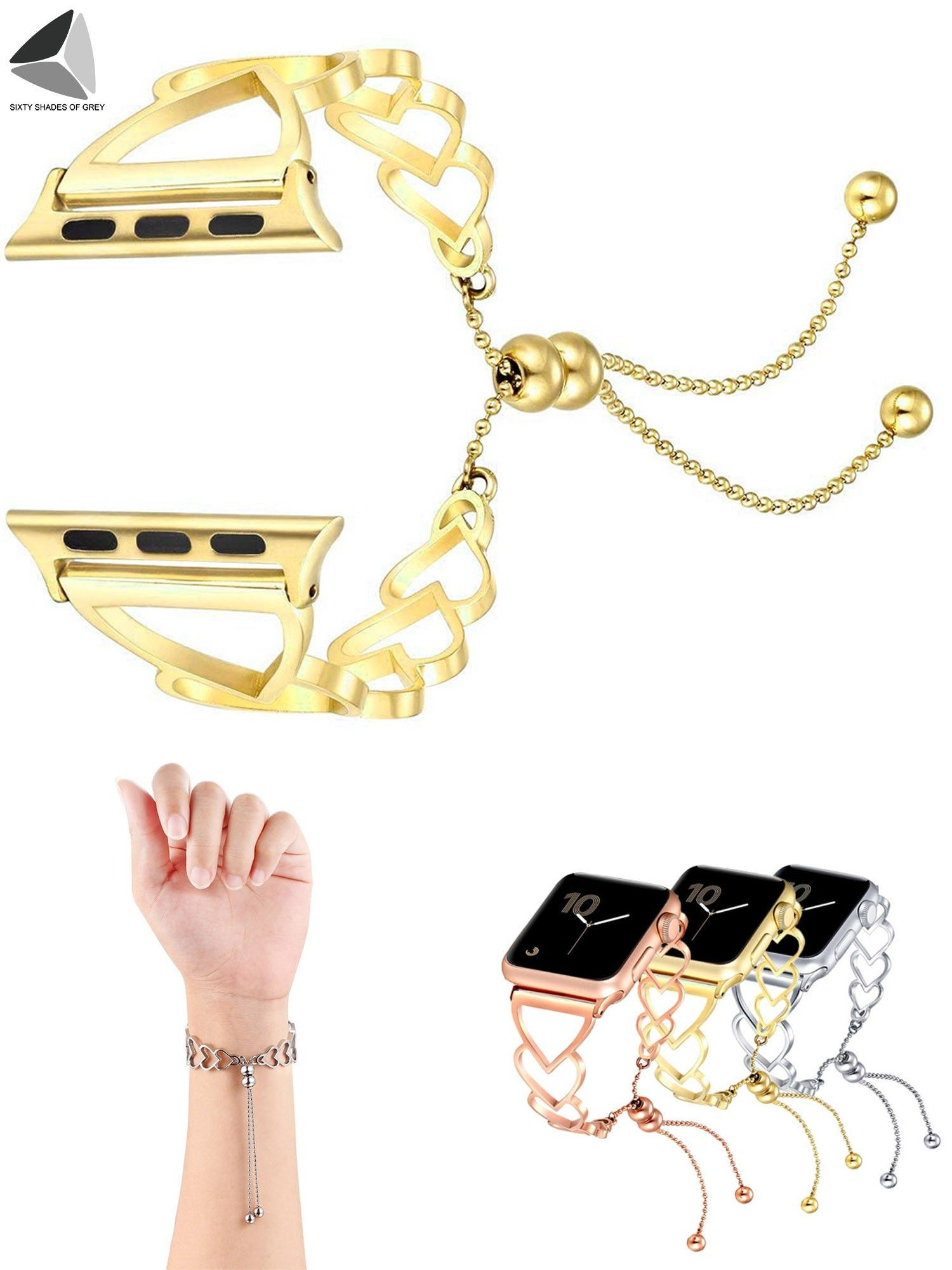 PULLIMORE Compatible with Apple Watch Band 38mm 40mm 42mm 44mm for Women Stainless Steel Dressy H... | Walmart (US)