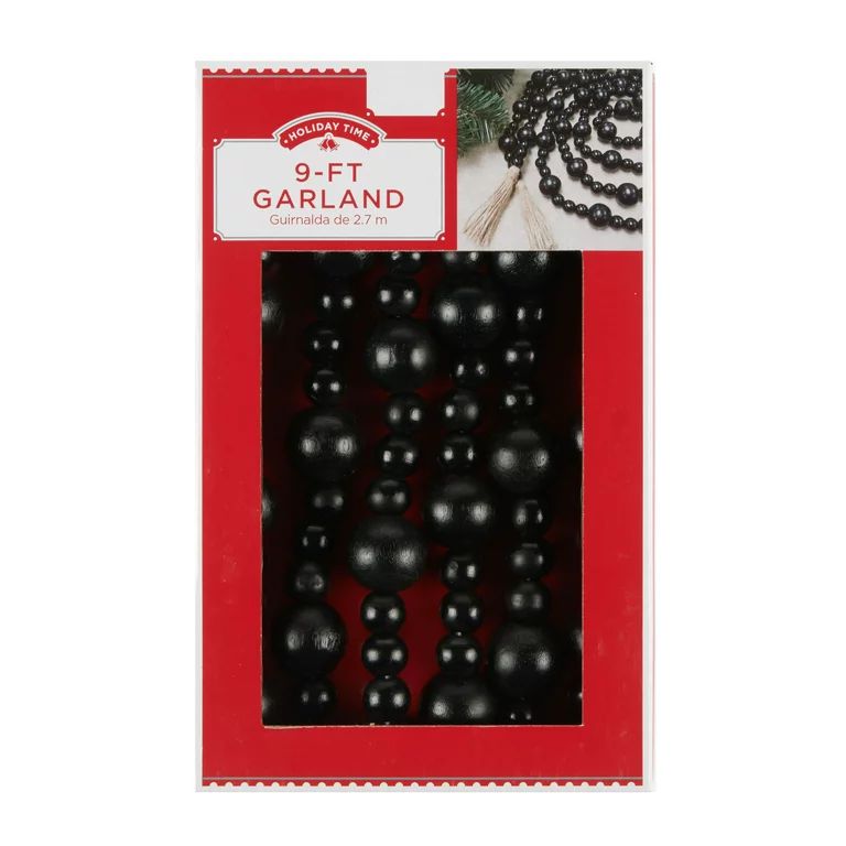 Holiday Time Black Beaded Garland, 9' | Walmart (US)