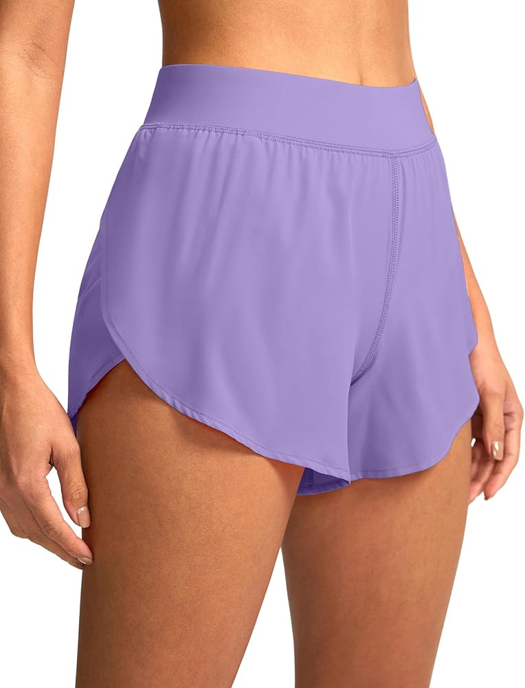 Soothfeel High Waisted Athletic Running Shorts for Women Dolphin Shorts High Split Quick Dry Gym ... | Amazon (US)