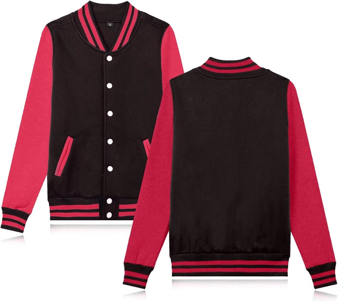 babyhealthy Women's Men's Varsity Baseball Jacket Casual Letterman Bomber Jacket Windbreaker Ligh... | Amazon (US)