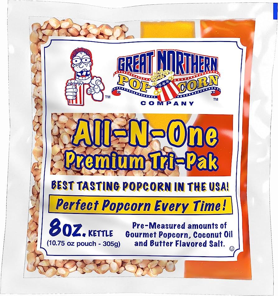 Movie Theater Style 12-Count Popcorn Packs - Pre-Measured 8-Ounce All-in-One Kernel, Salt, Oil Pa... | Amazon (US)