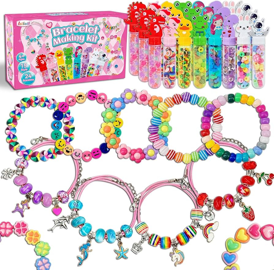 leitait 24 Pack Bracelet Wands,Charm Bracelet Jewelry Making Kit,Arts Crafts for Kids,Unicorn Par... | Amazon (US)