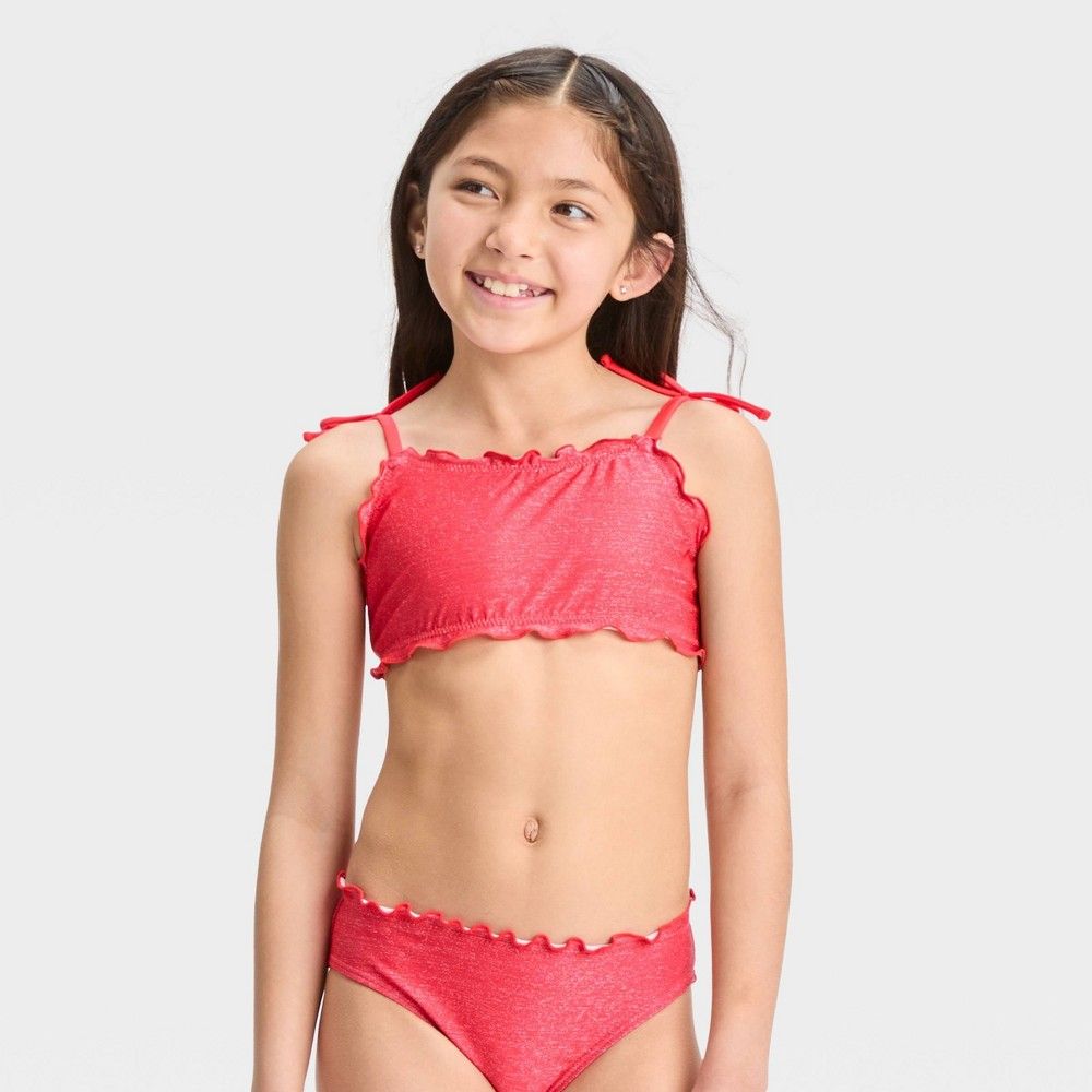 Girls' Sparkle & Shine Bikini Set - Cat & Jack™ Red XL | Target