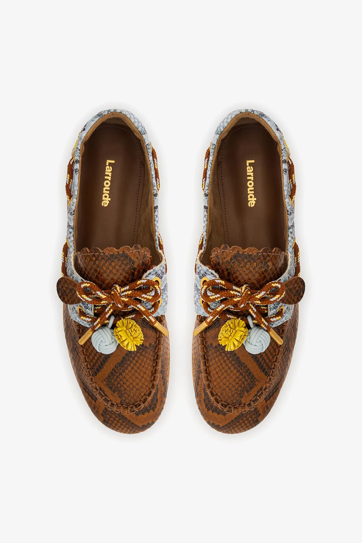 Cyprus Boat Shoe In Oud, Maya and Lemonade Python Embossed Leather | Larroude