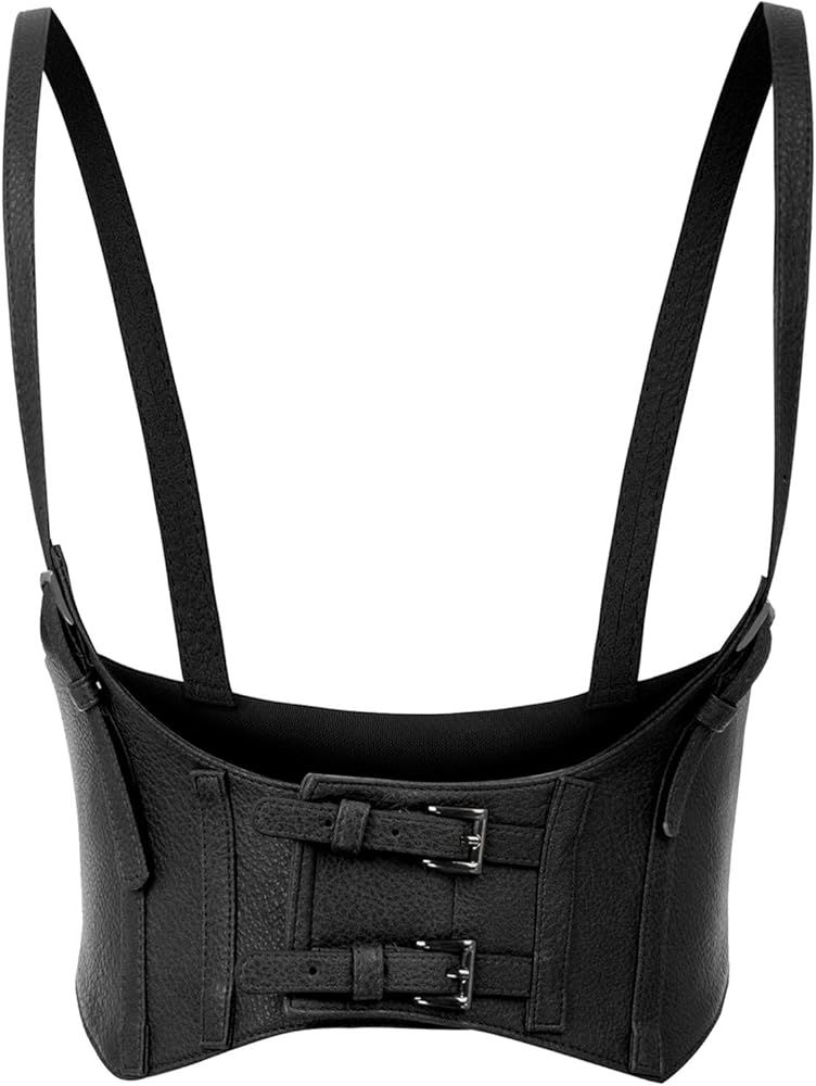 KANCY KOLE Women Fashion Faux Leather Waist Belt Steampunk Underbust Corset | Amazon (US)