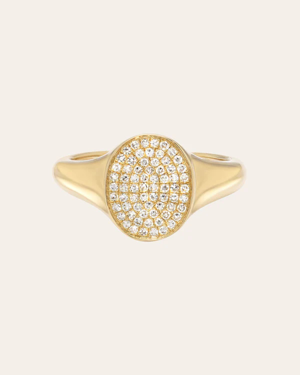 Pave Diamond Signet Ring | Zoe Lev Jewelry