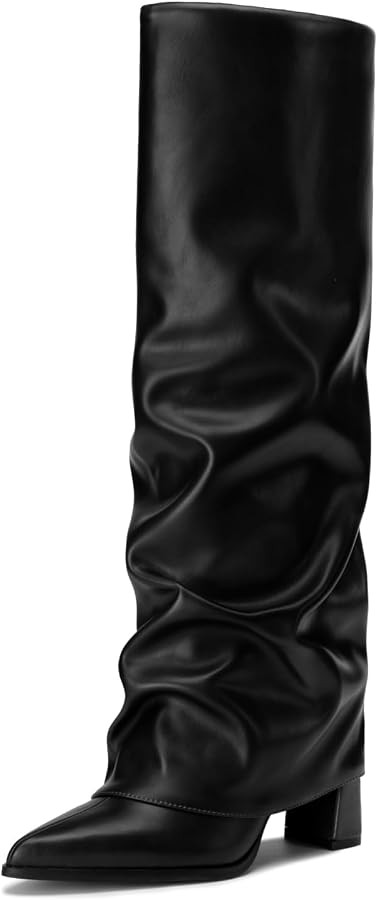 Athlefit Knee High Boots Women Chunky Fold Over Tall Boots | Amazon (US)