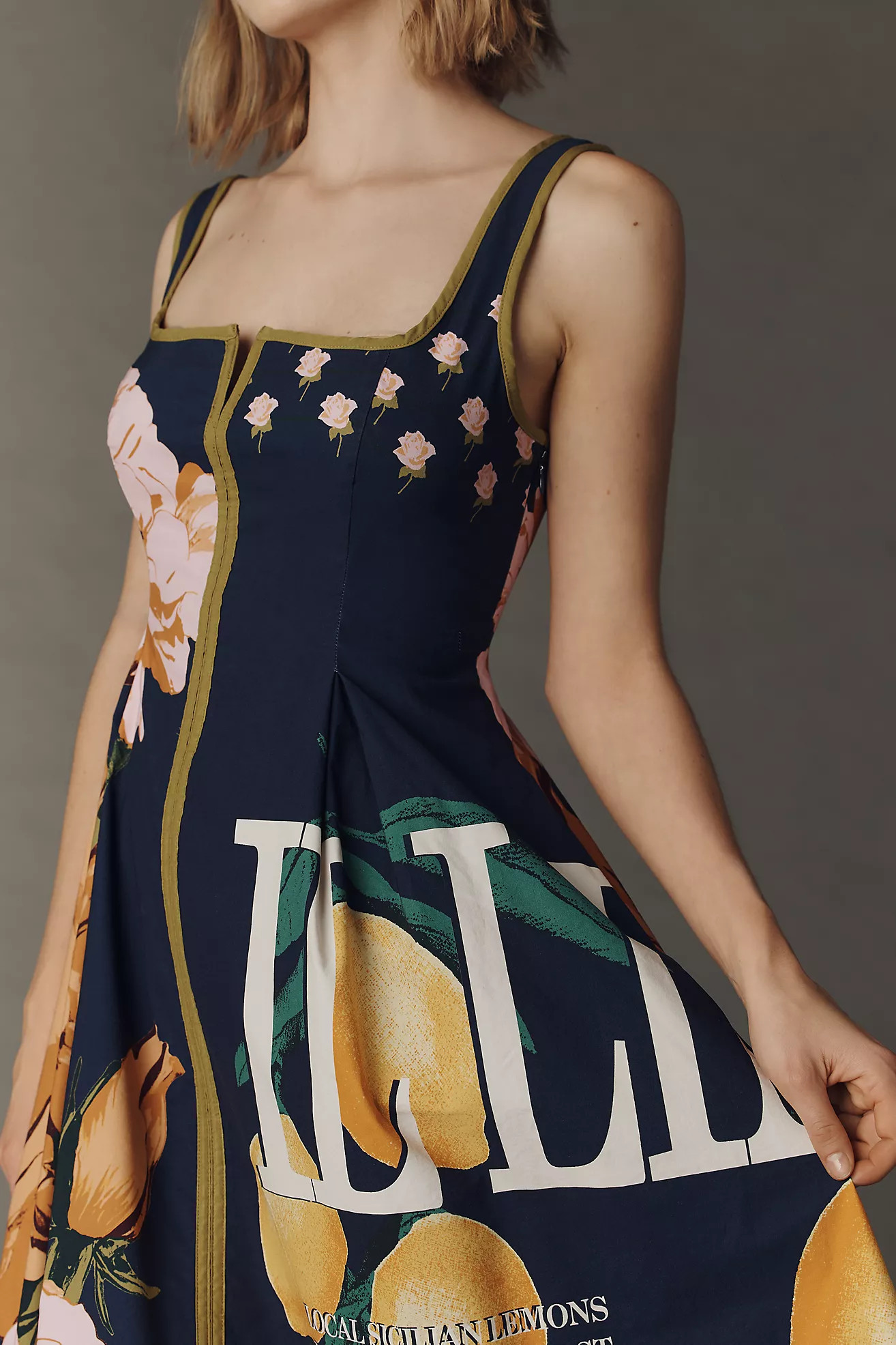 The Arlette Square-Neck Piped Midi Dress by Maeve | Anthropologie (US)