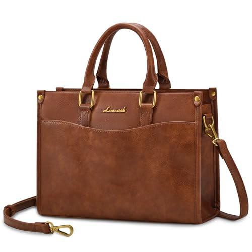 LOVEVOOK Purses and Handbags for Women,Stylish Tote Shoulder Satchel Bag PU Leather Crossbody Top Handle Bags with Zipper Brown | Amazon (US)