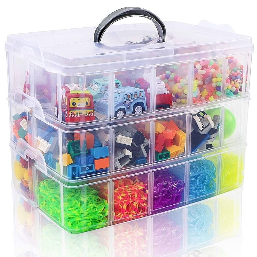 SGHUO 3-Tier Stackable Storage Container Box with Dividers-30 Compartments, Bead Organizers for A... | Amazon (US)