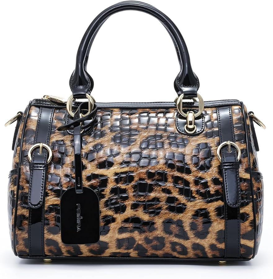 Genuine Leather Purse for Woman, Leather Tote Bag for Women Patent Leather Purse Shoulder Bag wit... | Amazon (US)