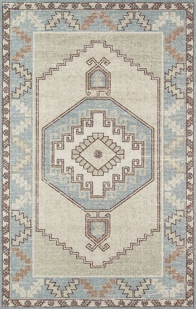 Momeni Anatolia Wool and Nylon Area Rug, 2' X 3', Light Blue | Amazon (US)