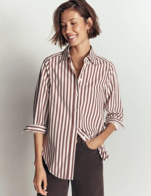 Boden Women's Anna Longline Cotton Shirt in Brown | Size 2 | Boden (US)