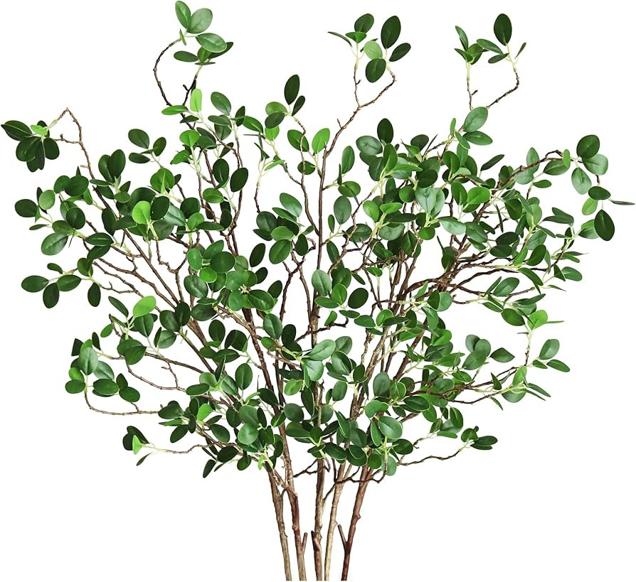 Htmeing Artificial Eucalytus Green Branches Faux Ficus Twig Home Office Shop Decoration (5 pcs) | Amazon (US)