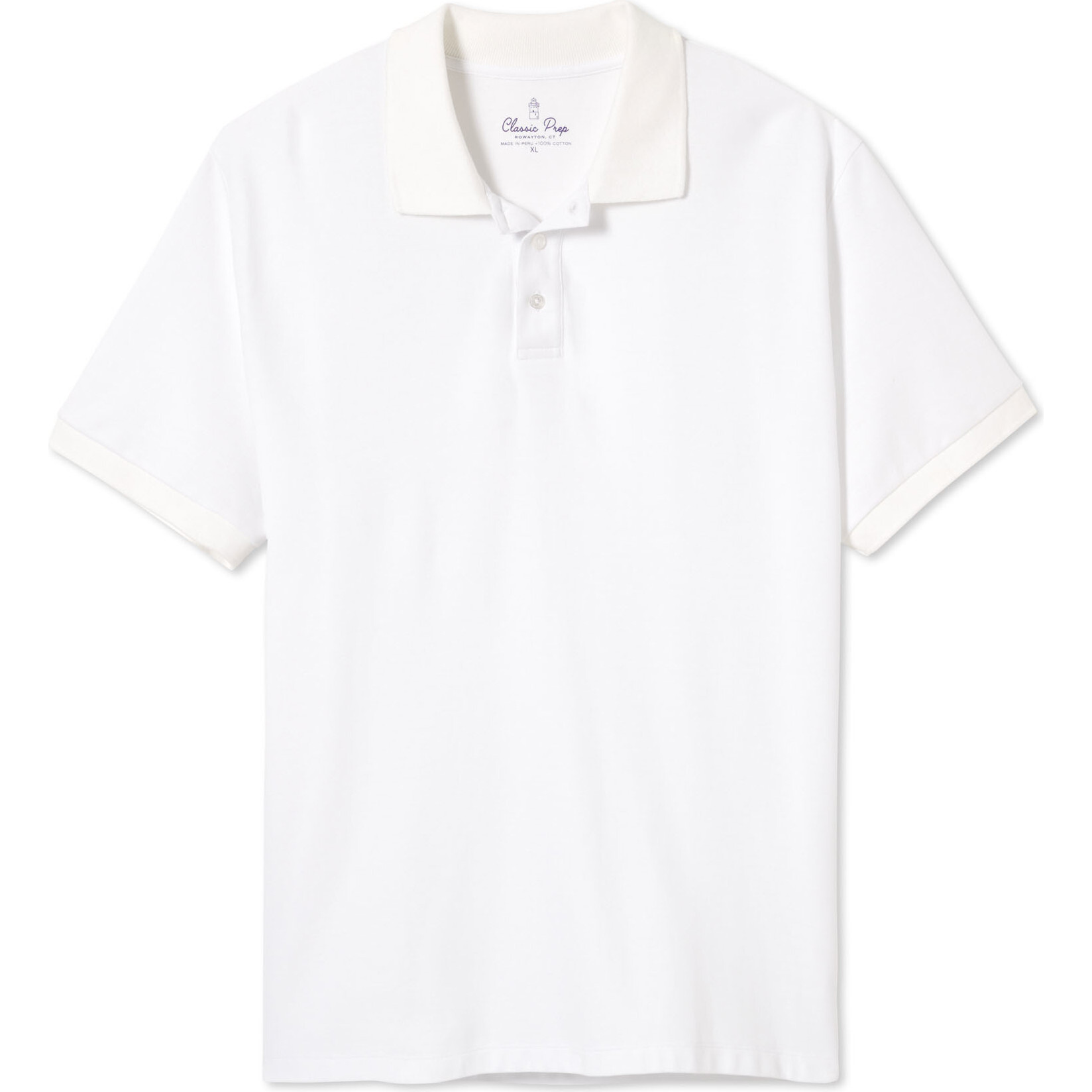 Men's Short Sleeve Huck Polo Solid Pique, Bright White | Maisonette